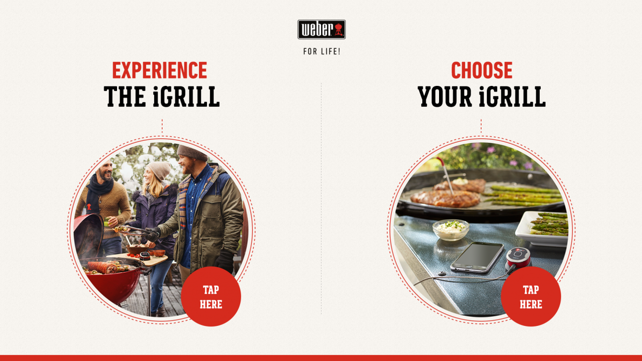 The final home screen solution which kept it simple and easy to read. The titles are black but uses red to emphasis the key words: "Experience" and "Choose".
