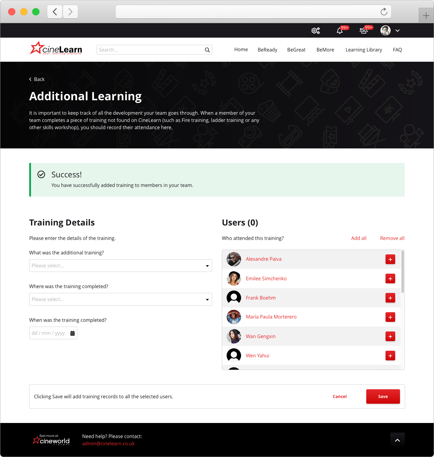 New additional learning design with success confirmation
