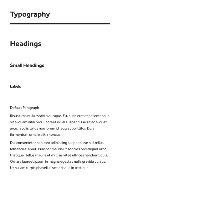 A frame from the 4x design system showing a few typography styles.