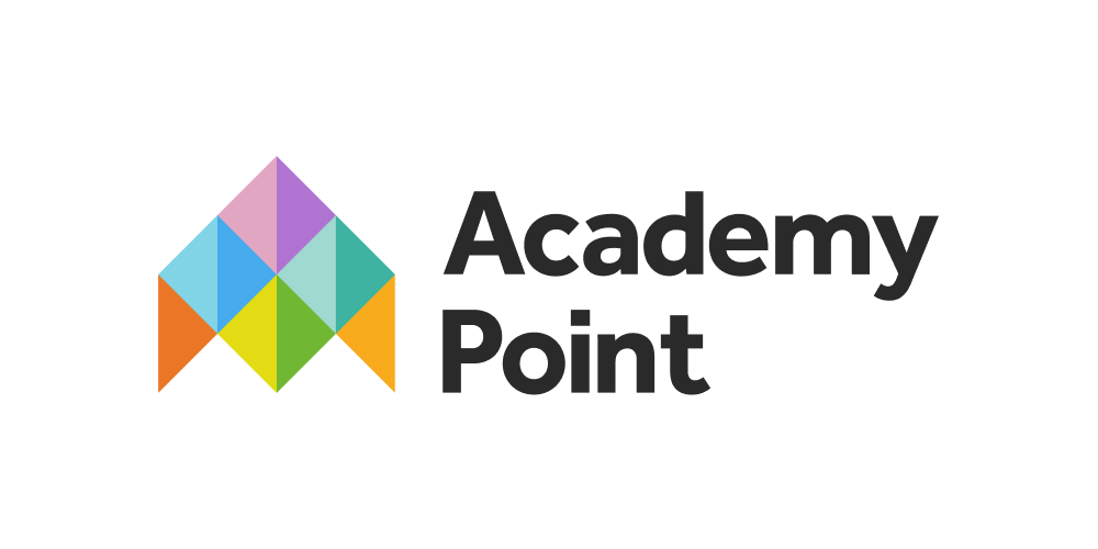The new Academy Point logo lockup where the text is appropriately sized in relation to the logo mark.